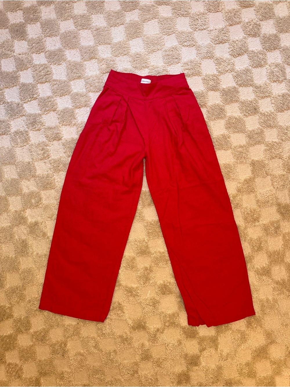 Abercrombie & Fitch Red Elastic Waist Linen Pants
